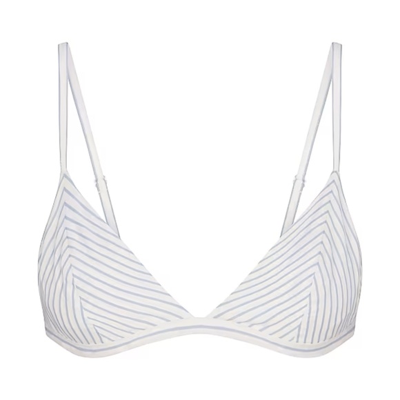 Skims Zen Blue Stripe Cotton Poplin Triangle Bralette - Picture 1 of 6